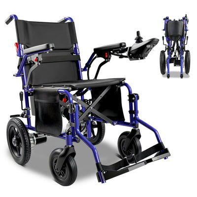 MediNex Lightweight Foldable Electric Wheelchair Blue & Compact