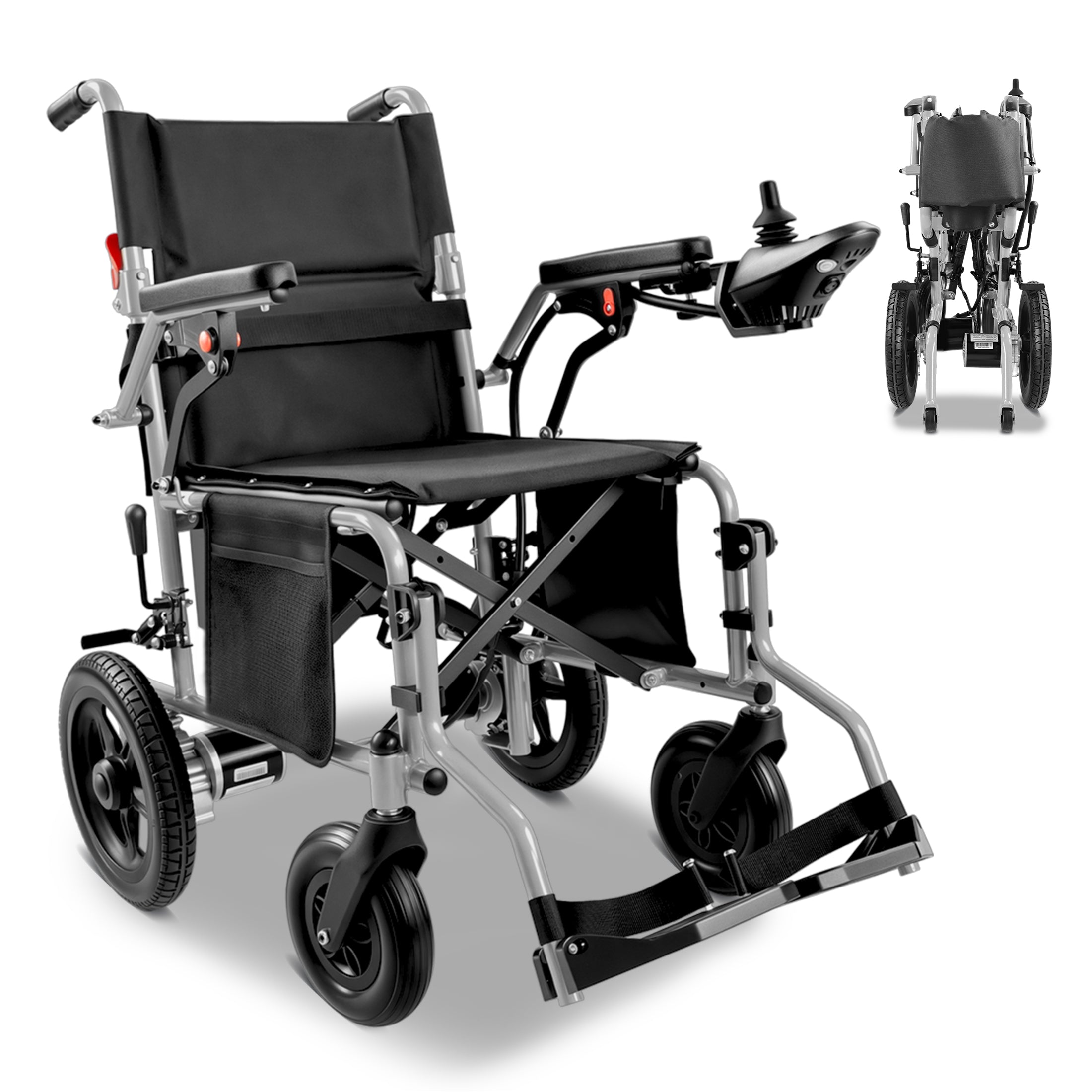 MILVBUSISS Lightweight Foldable Electric Wheelchair   Silver & Giant