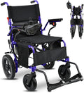 MILVBUSISS Lightweight Foldable Electric Wheelchair Blue & Compact