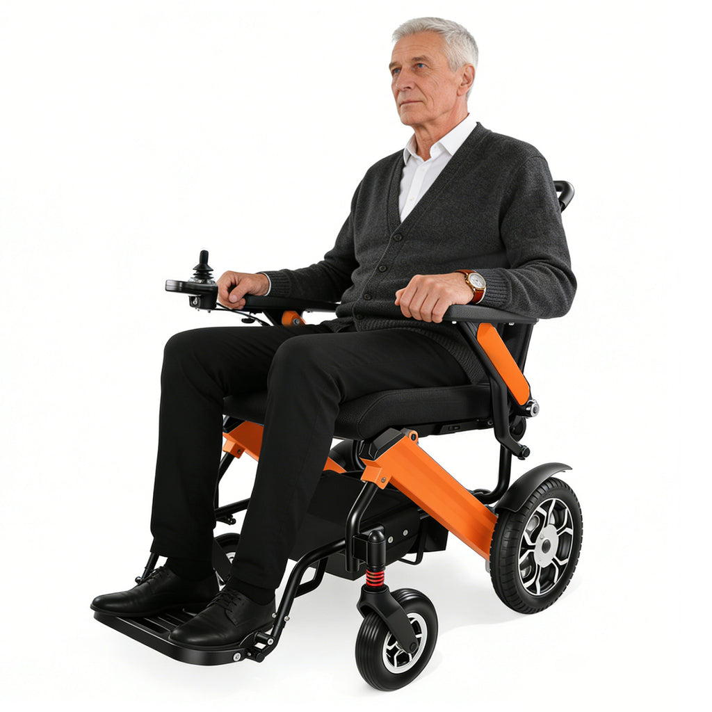 MediNex Electric Wheelchair Fashionable lightweight Orange &  Aluminum Alloy