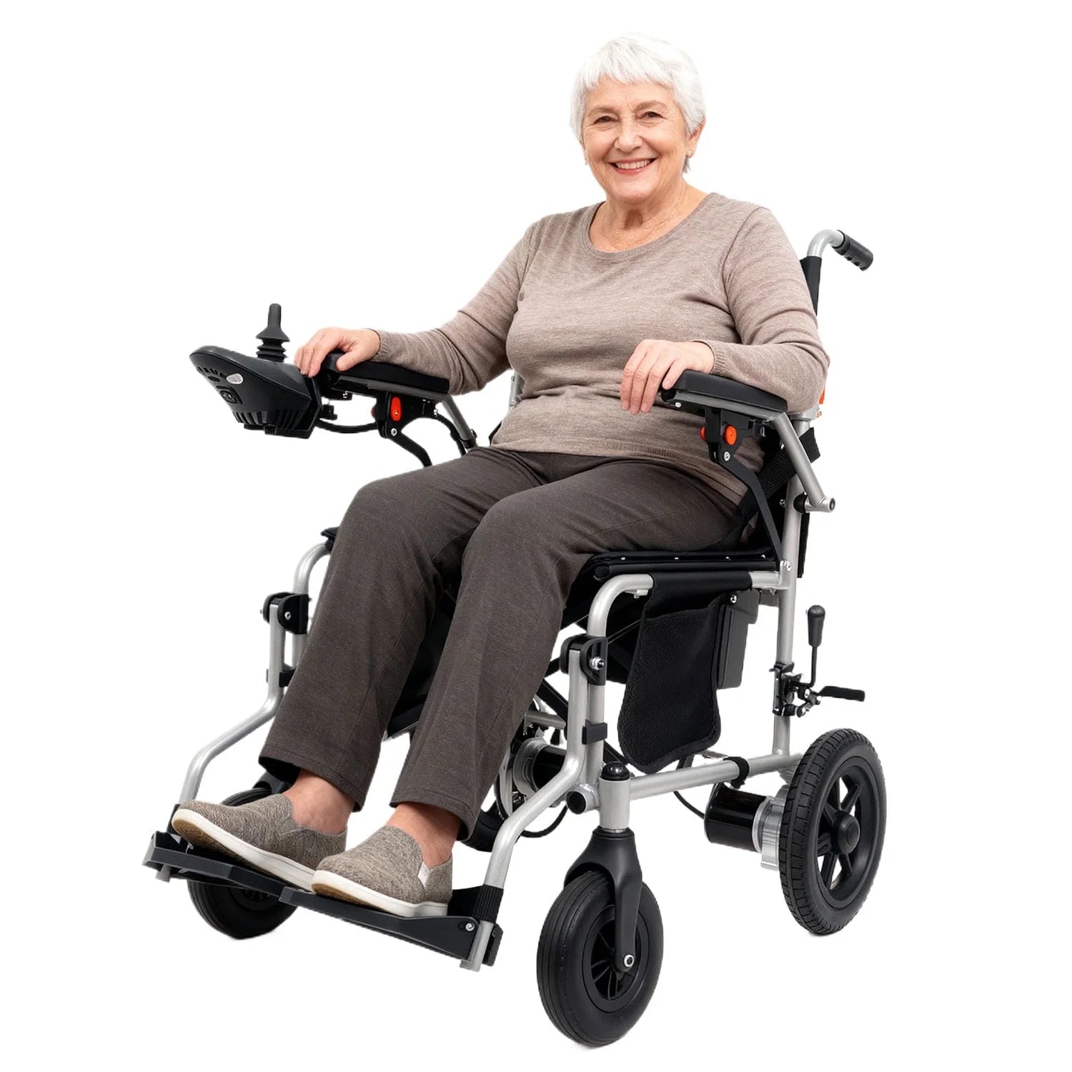 MediNex Lightweight Foldable Electric Wheelchair   Silver & Giant