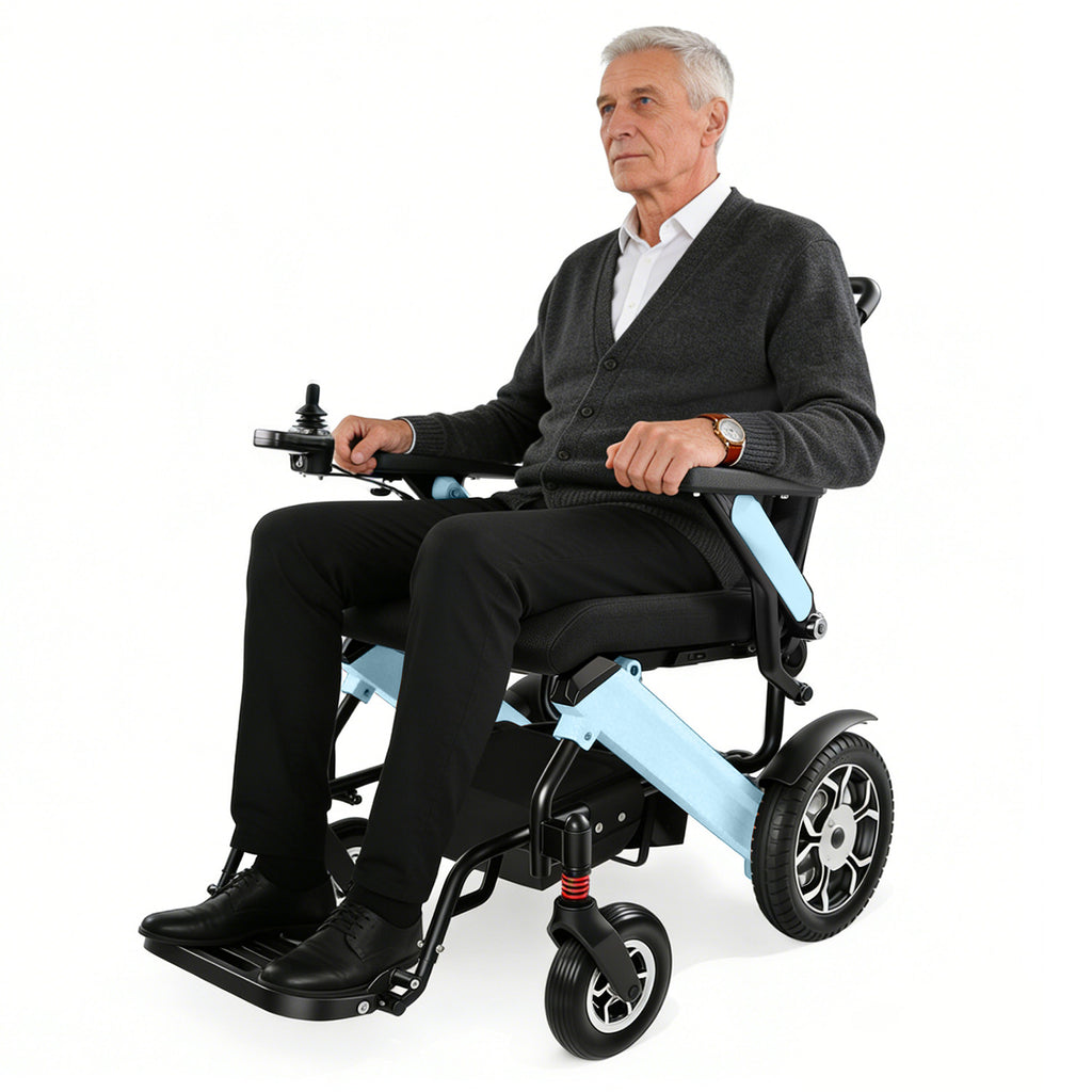 MediNex Electric Wheelchair Fashionable lightweight Blue &  Aluminum Alloy