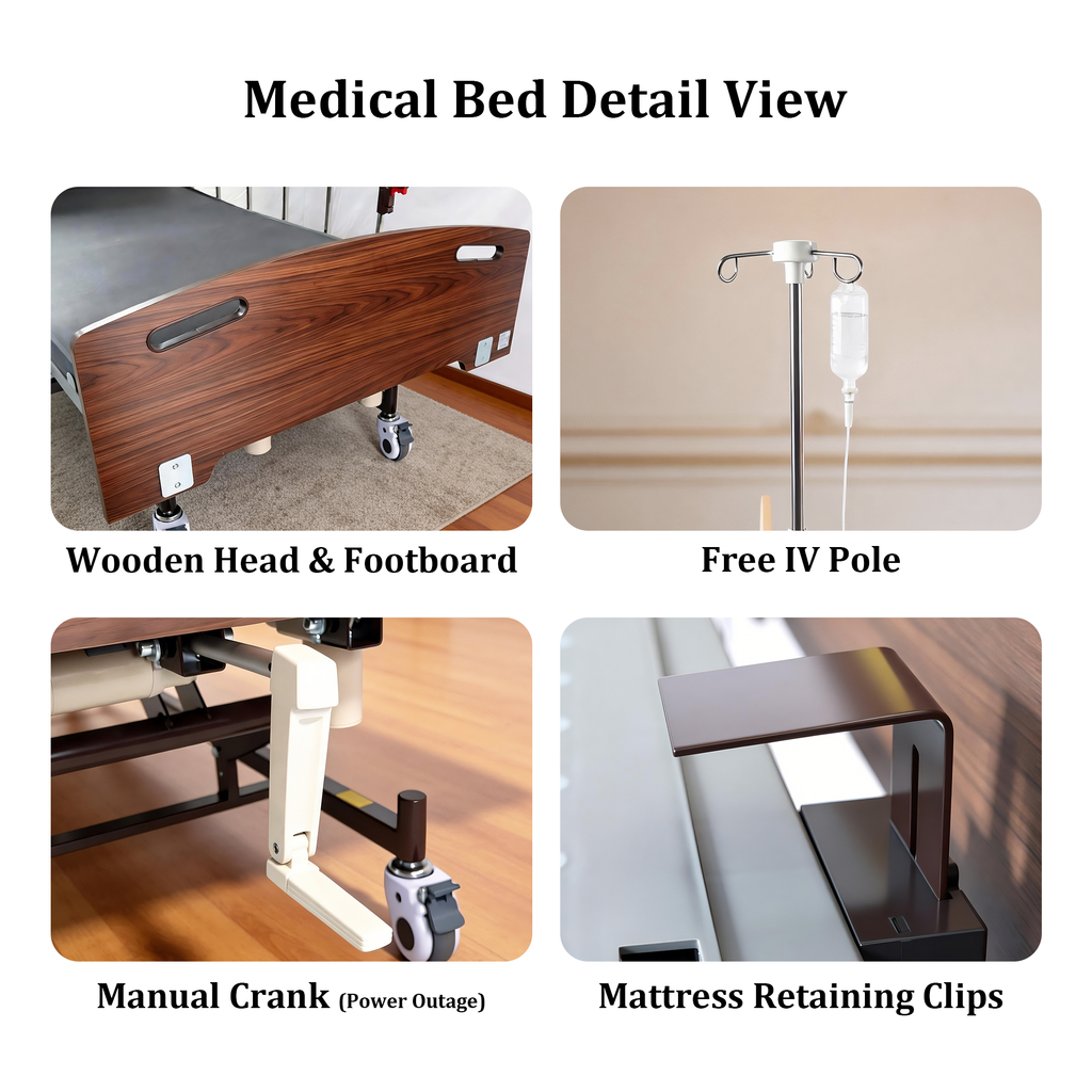 MediNex All-Function Electric Medical Bed with Height Adjustment, Back Lift & Leg Elevation