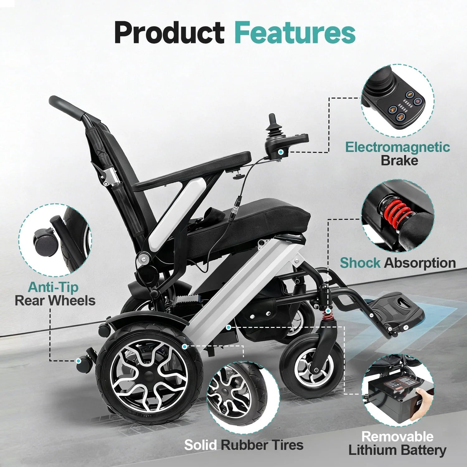 MediNex Electric Wheelchair Fashionable lightweight Silver &  Aluminum Alloy